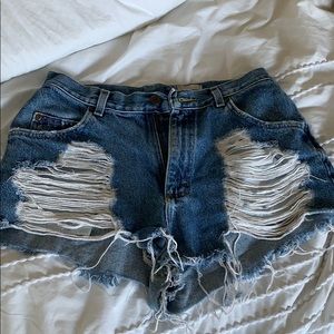 LF high waisted distressed shorts